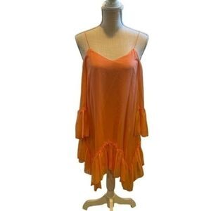 ALICE+OLIVIA Peach Mini Dress Spaghetti Strap w Gorgeous Sleeves BNWT $395 XS​